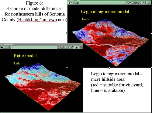 Figure 6: Example of model differences for northeastern hills of Sonoma County